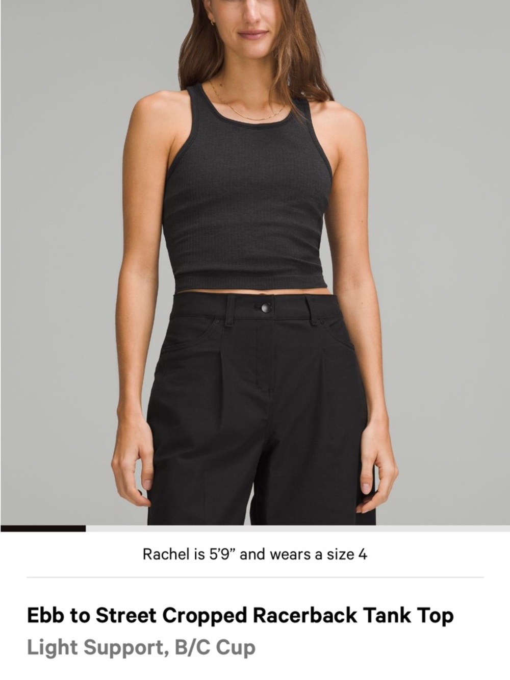 lululemon athletica Black Cropped Racerback Tank